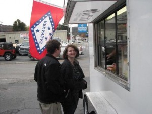 Its all smiles when it comes to Petit Jean Hot dogs and pepsi