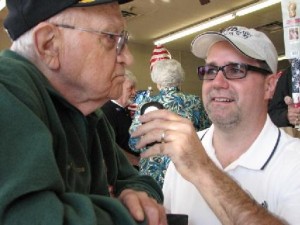 Laynie Satterfield WWII Veteran talks with Bob Connell