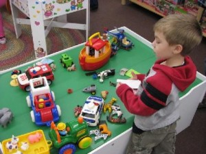 Lots of toys to play with while mom and dad shops