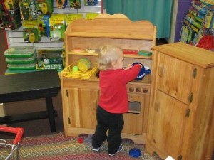 The little ones love the Play Kitchen at Laura's
