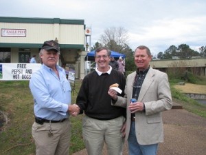 Mayor Paul (Center) and Roger Goodwin (Left) welcomes Bill and Eagle Pest to the Bay