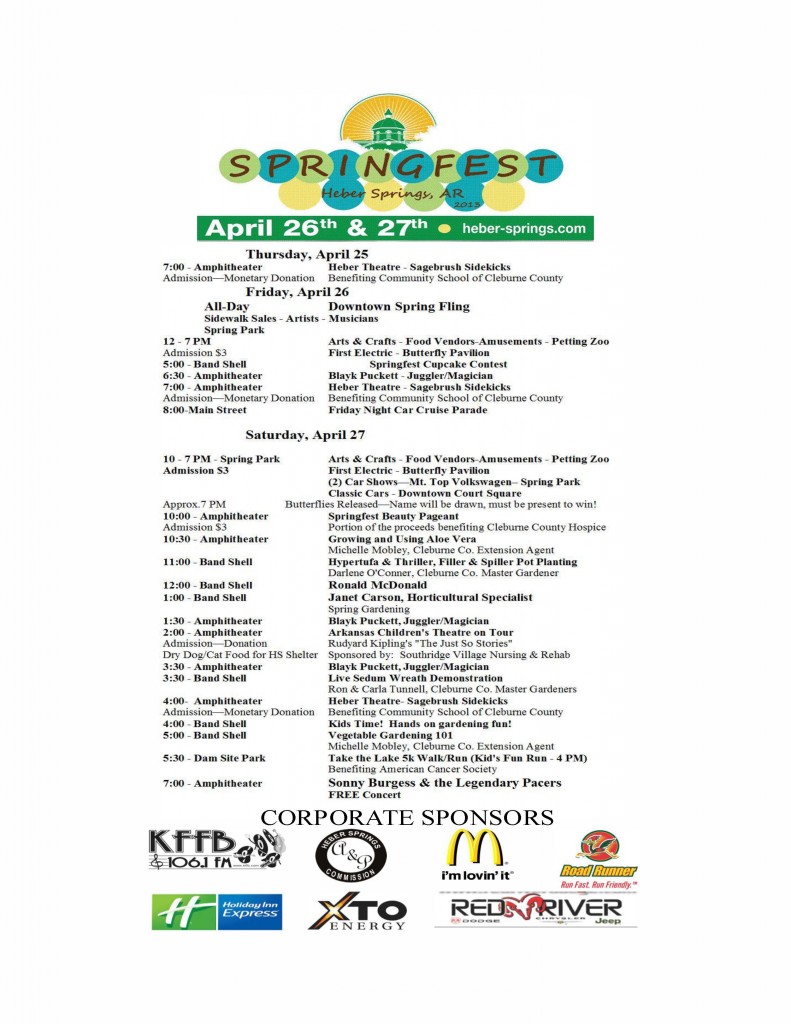 Schedule of Events Springfest