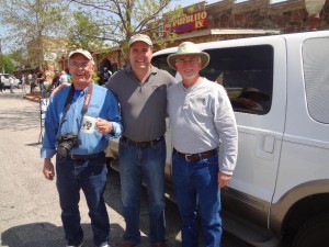Rusty Frazier owner of Stone County Leader, Bob Connell owner of KFFB, Grady Spann with Arkansas State Parks take time for a Picture 
