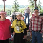 Cleburne County Pie Contest winners from 3rd to first Joy Dobbins who won third with her Chocolate Custard pie Elva Frayser who won second with her Butterscotch pie and Archie Lynn who won first place with his Dark Rum pie