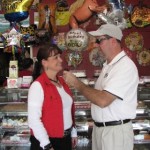 Julie Goodnight Co-owner of Ed's Bakery talks with Bob Connell