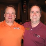 Phil Pulley co-owner of Bad Boy Mowers and Bob Connell owner of KFFB take time out for a picture before broadcasting