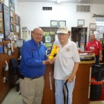 John Kent gives Jerry Taylor his winning Branson Tickets