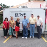 Everyone takes time out for a Picture before the live broadcast with KFFB 106.1 on location on June 2, 2012