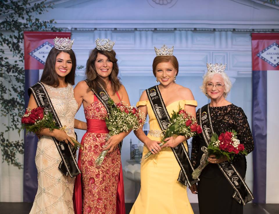 2017 Arkansas State Fair Queens (from left to right): Junior Miss Emily McGuire (from Mayflower), Mrs. Lawrie Music (from Heber Springs), Miss Kara Dickens (from Cedarville) and Senior Mrs. Corrine Weatherly (from Clinton).