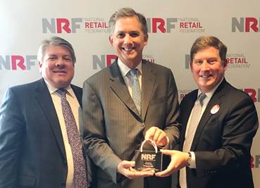 Rep. Hill with Dean Elliott (left), Director of Governmental Affairs for Dillard’s, Inc. in Arkansas,  and David French (right), Senior Vice President of Government Relations at NRF