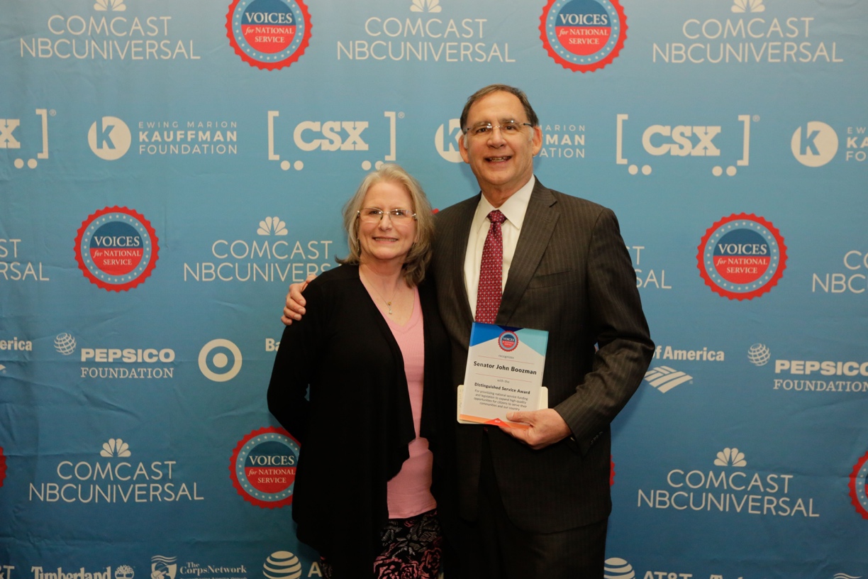 (Pictured: U.S. Senator John Boozman is joined by Denise Grace, director of RSVP of Central Arkansas, who nominated him for the Distinguished Service Award that was presented at the 16th Annual Friends of National Service Awards in Washington, DC.)